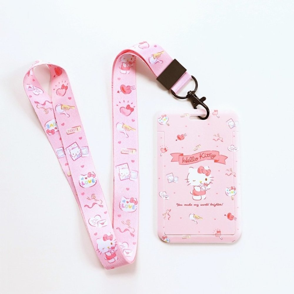 Hello Kitty ID HOLDER with Lanyard Dusty PInk